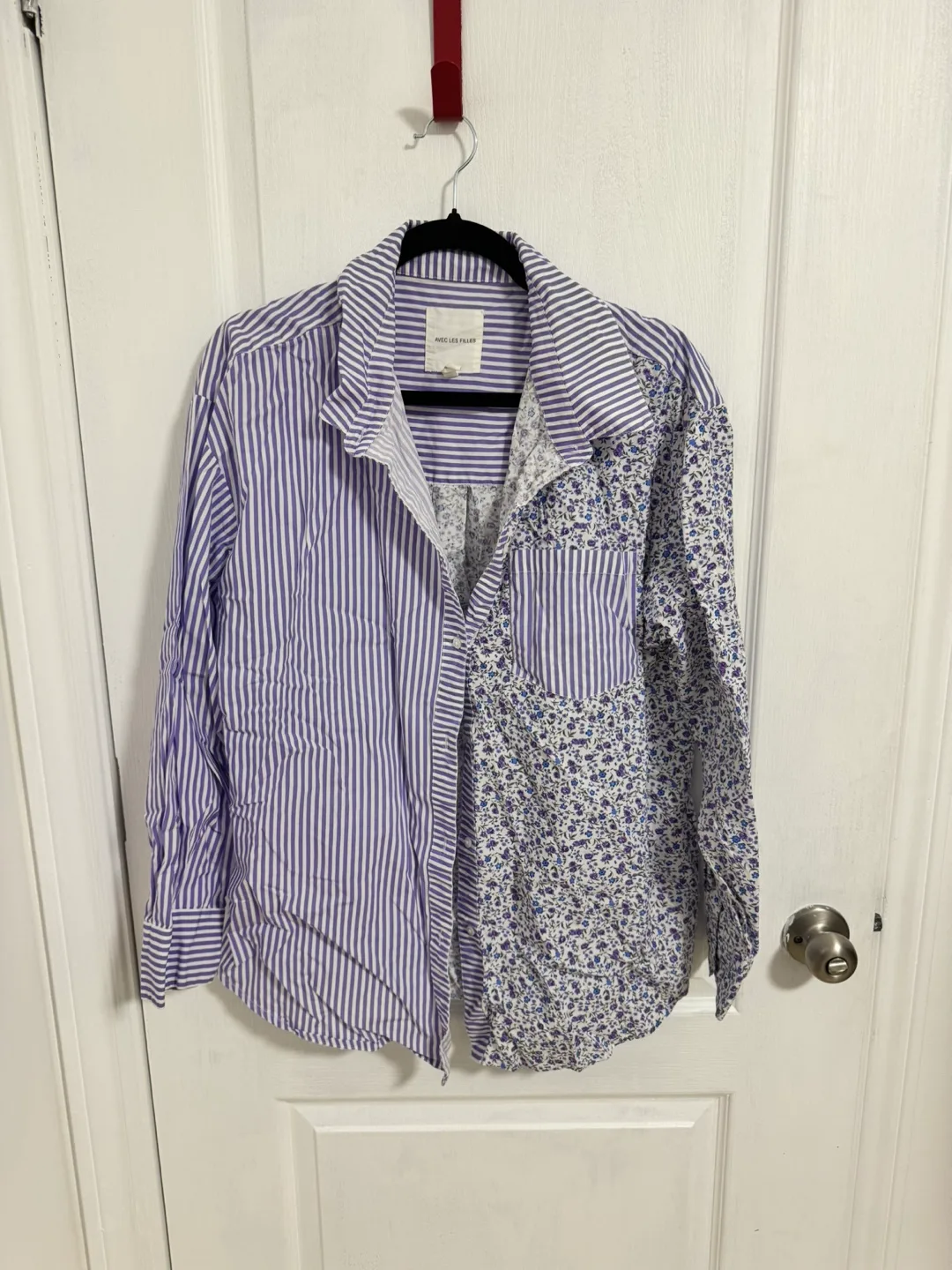 Avec les Filles women’s Two-Tone floral  Button-Down Shirt thumbnail