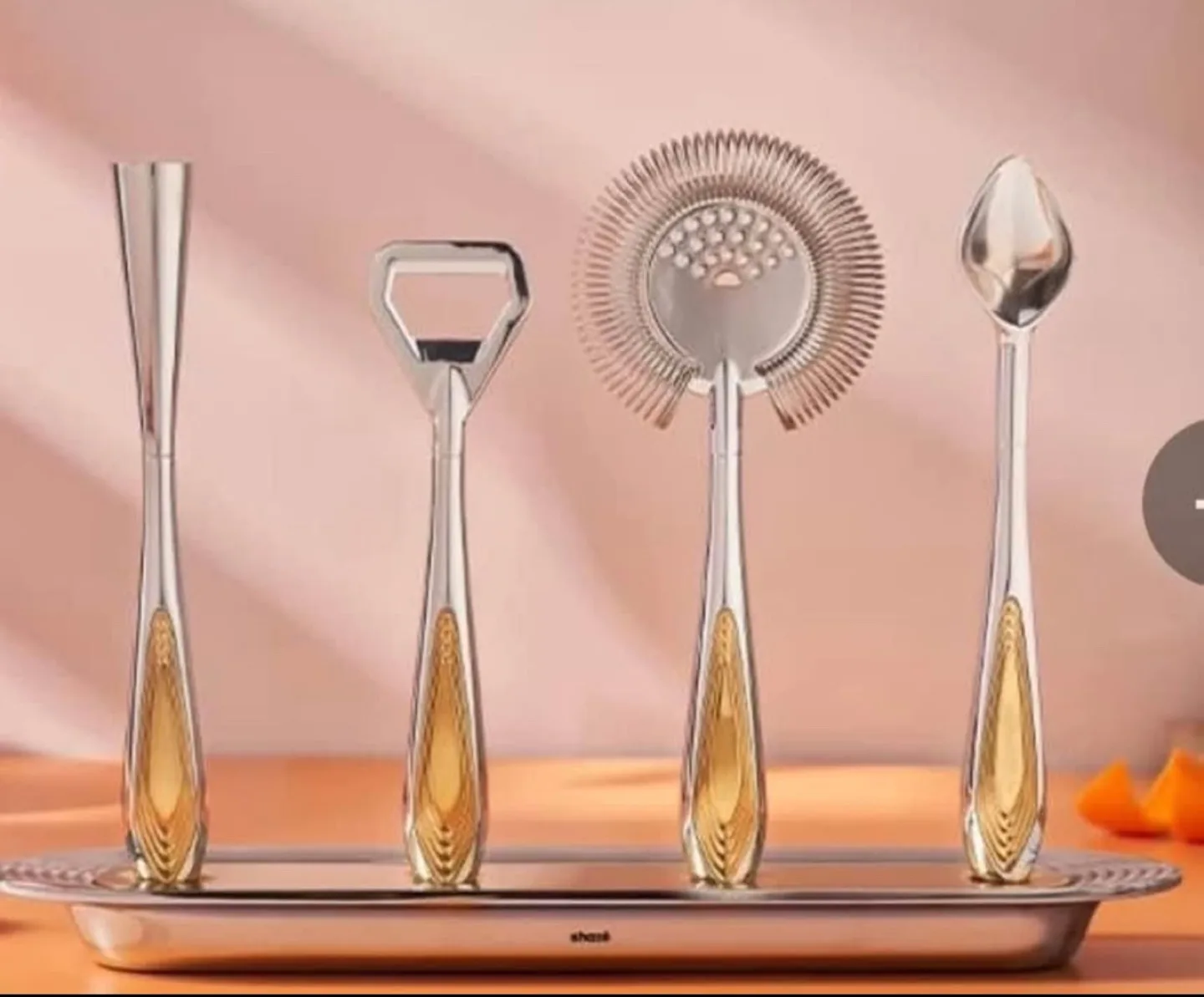 Shazé Cocktail Set - 4-Piece Bar Tool Set with Stand