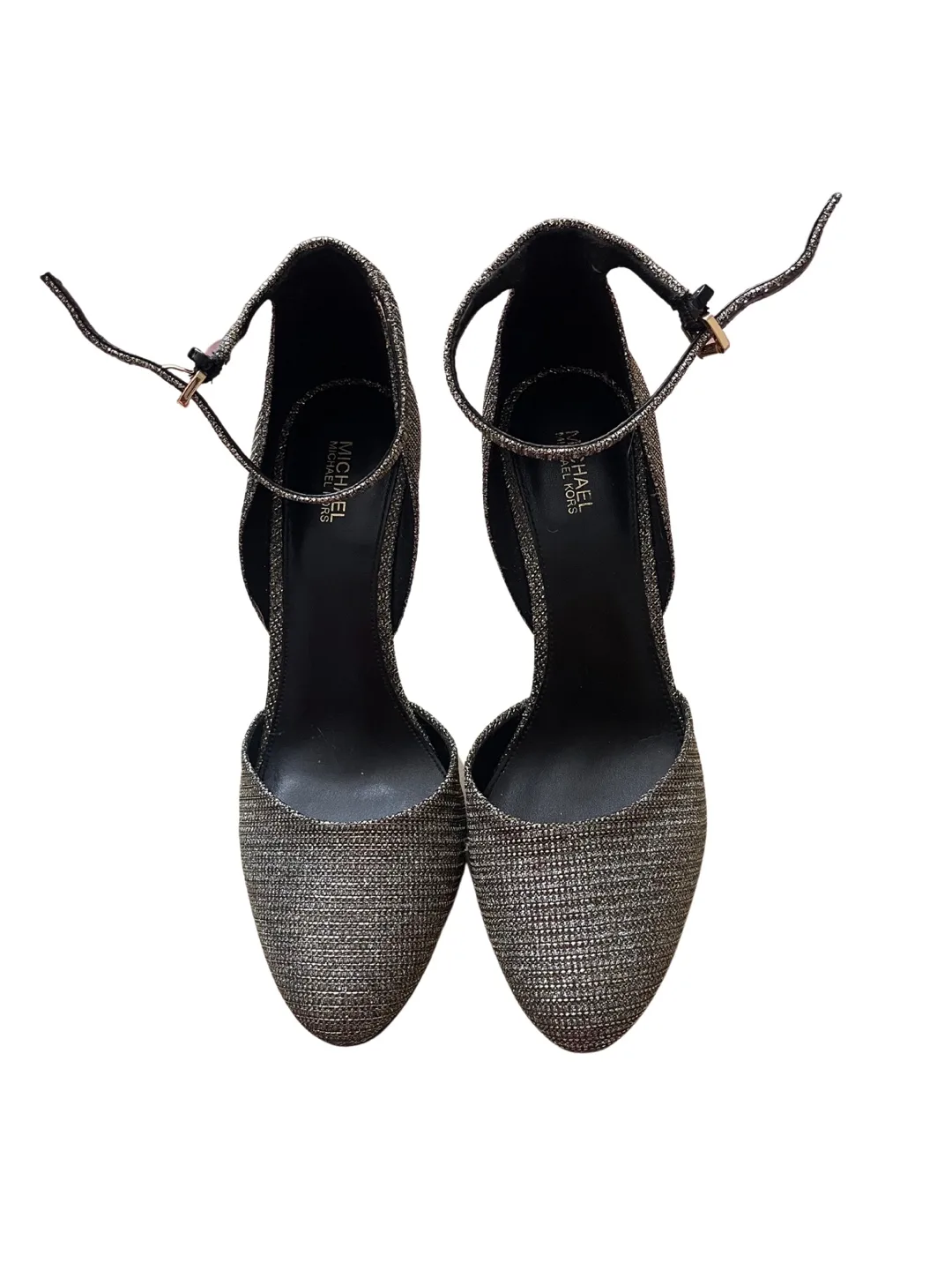 Michael Kors Gold Glitter Ankle Strap Heels - Size 9M image indicator(2)