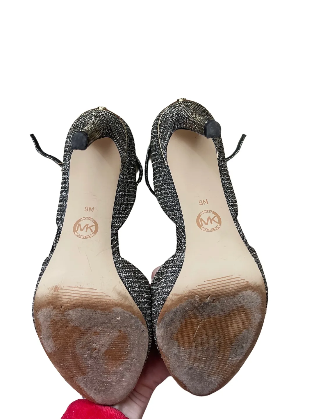 Michael Kors Gold Glitter Ankle Strap Heels - Size 9M image indicator(3)