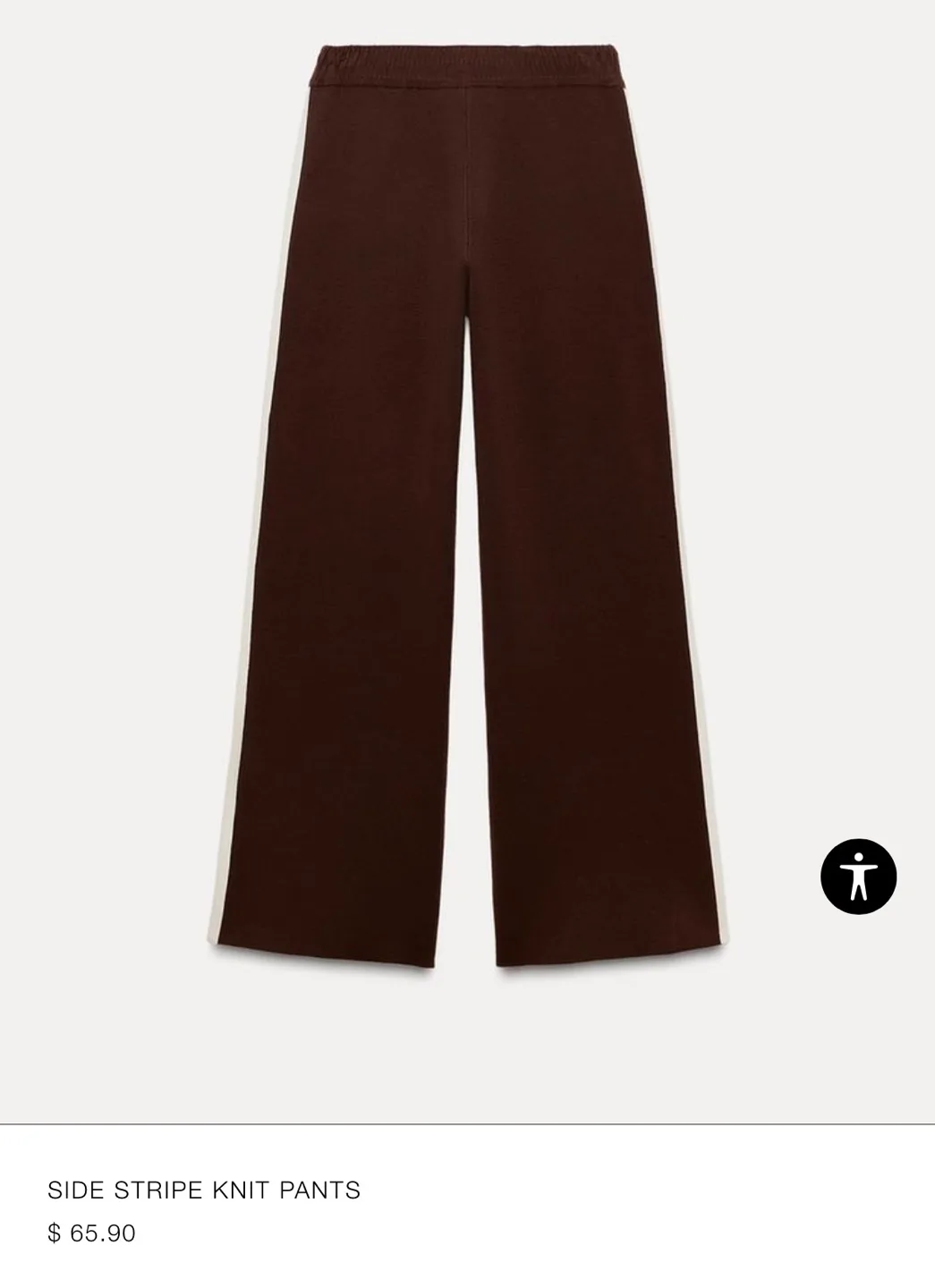 NEW Zara brown knit pant with white side stripe size small image indicator(3)