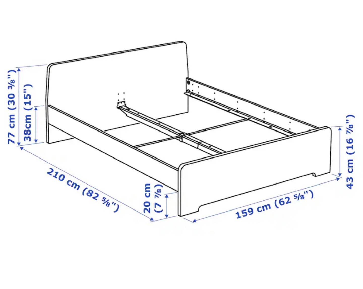IKEA MALM White Queen Bed Frame with 2 Nightstands - photo 5