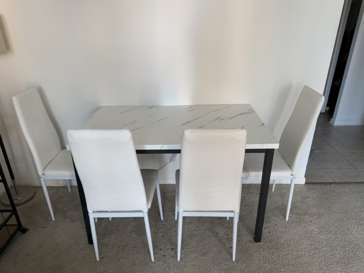 White Marble Dining Table Set with 4 Chairs - photo 2