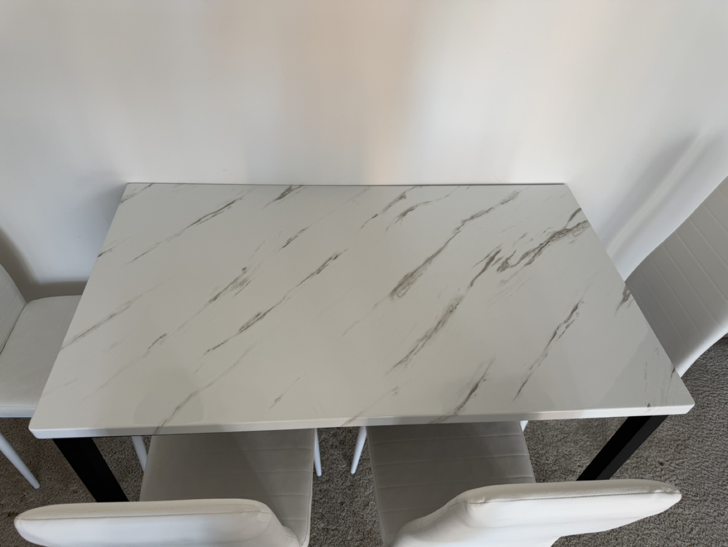 White Marble Dining Table Set with 4 Chairs - photo 3