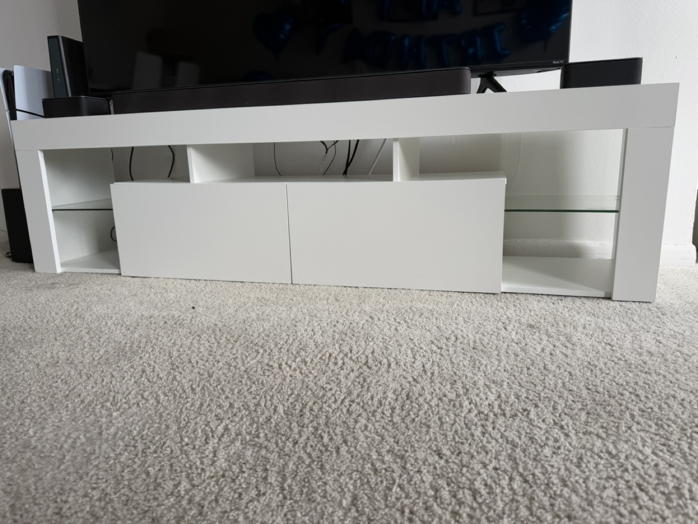 White TV Stand with Storage - photo 2