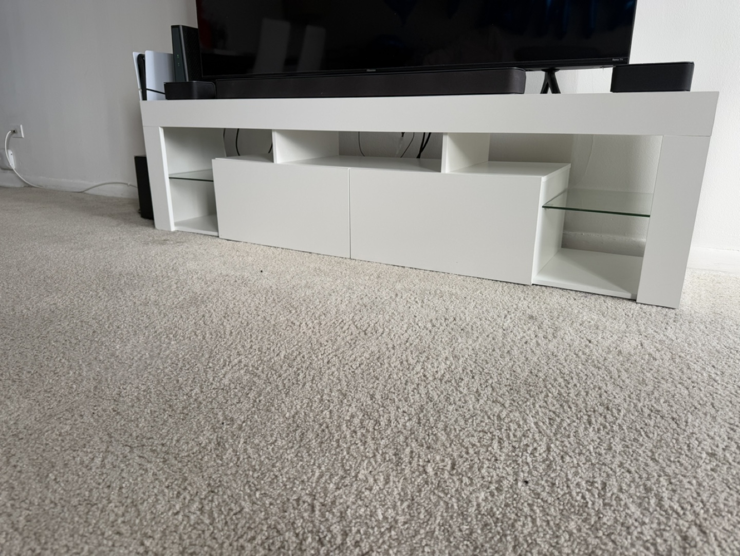 White TV Stand with Storage