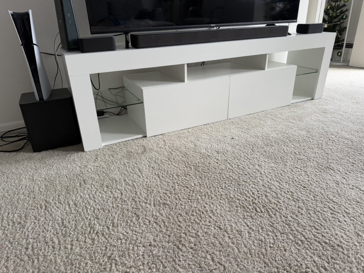 White TV Stand with Storage - photo 3