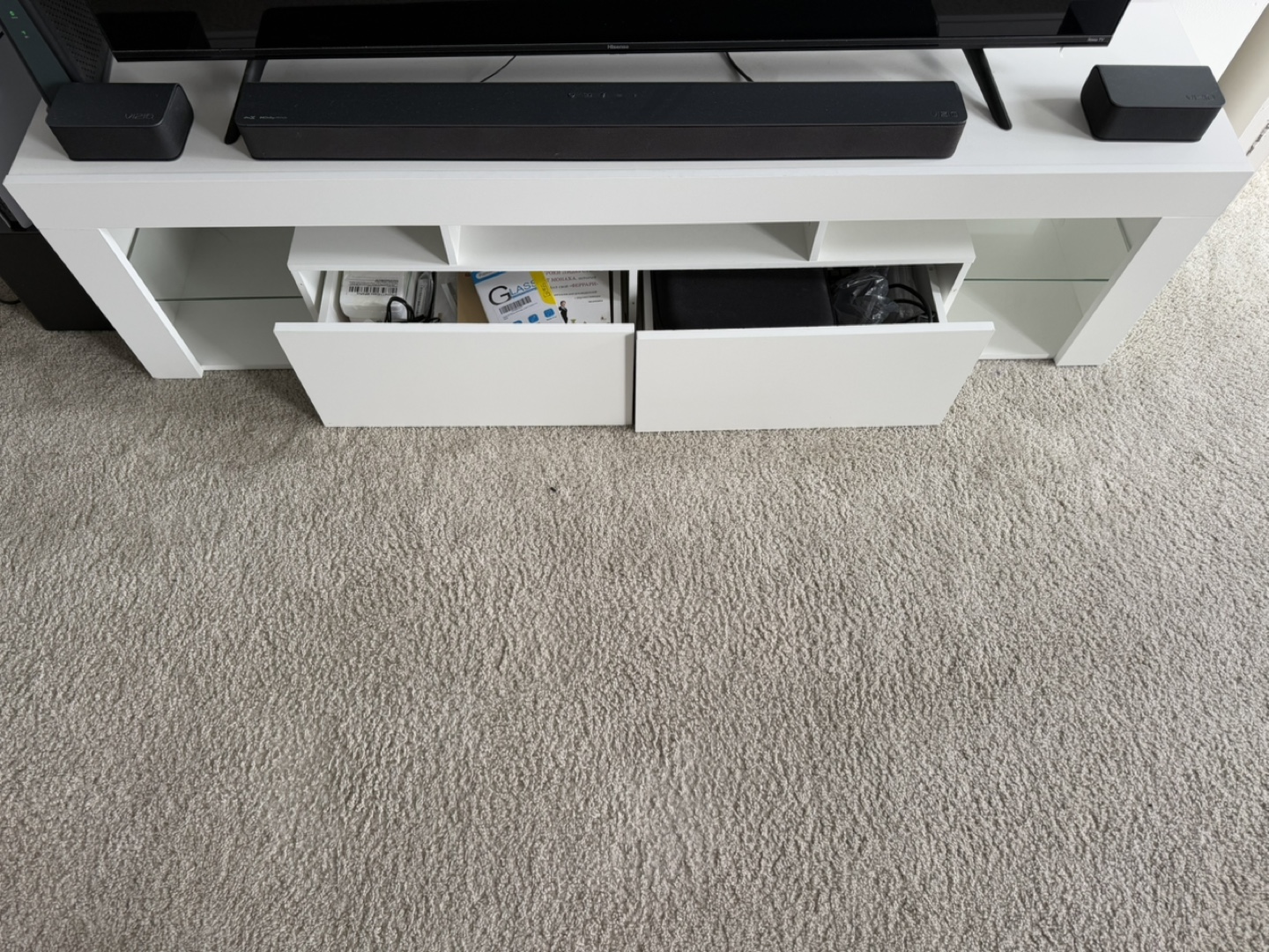 White TV Stand with Storage - photo 4