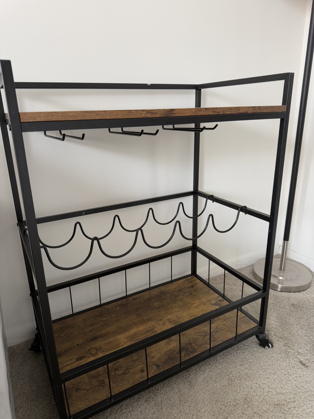 Rolling Bar Cart with Wine Rack - photo 3