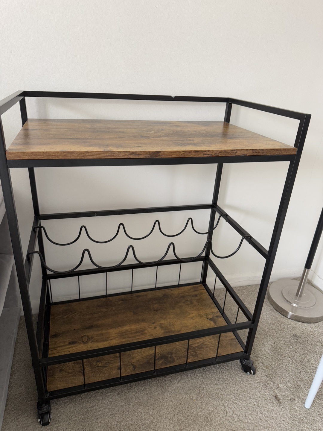 Rolling Bar Cart with Wine Rack