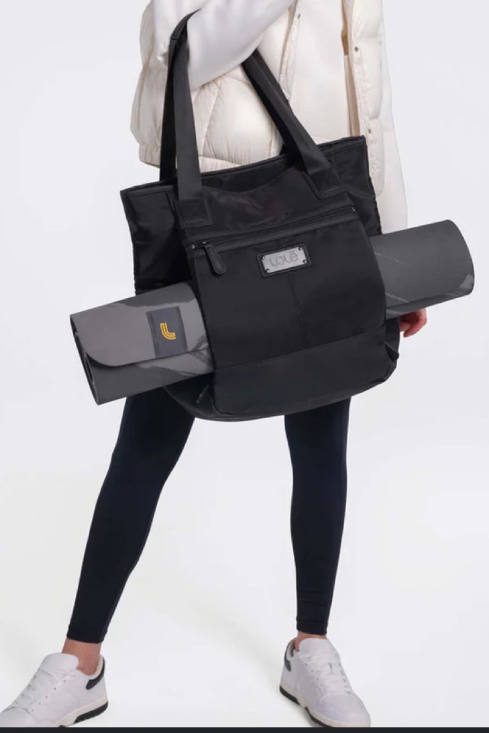 LOLE Gray and Black Lily Tote Bag with Yoga Mat Strap - photo 5