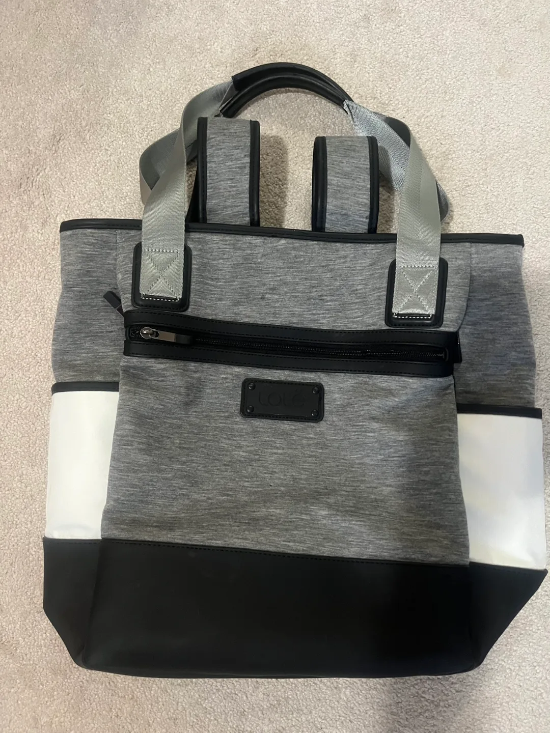 LOLE Gray and Black Lily Tote Bag with Yoga Mat Strap thumbnail