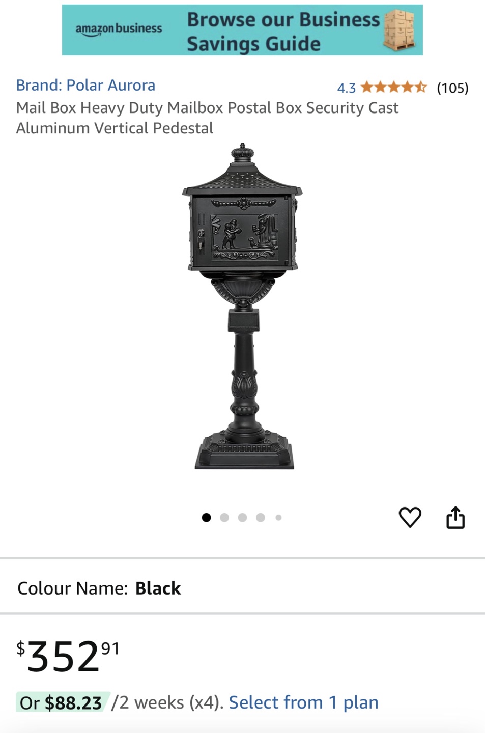 Polar Aurora Black Cast Aluminum Mailbox - photo 2