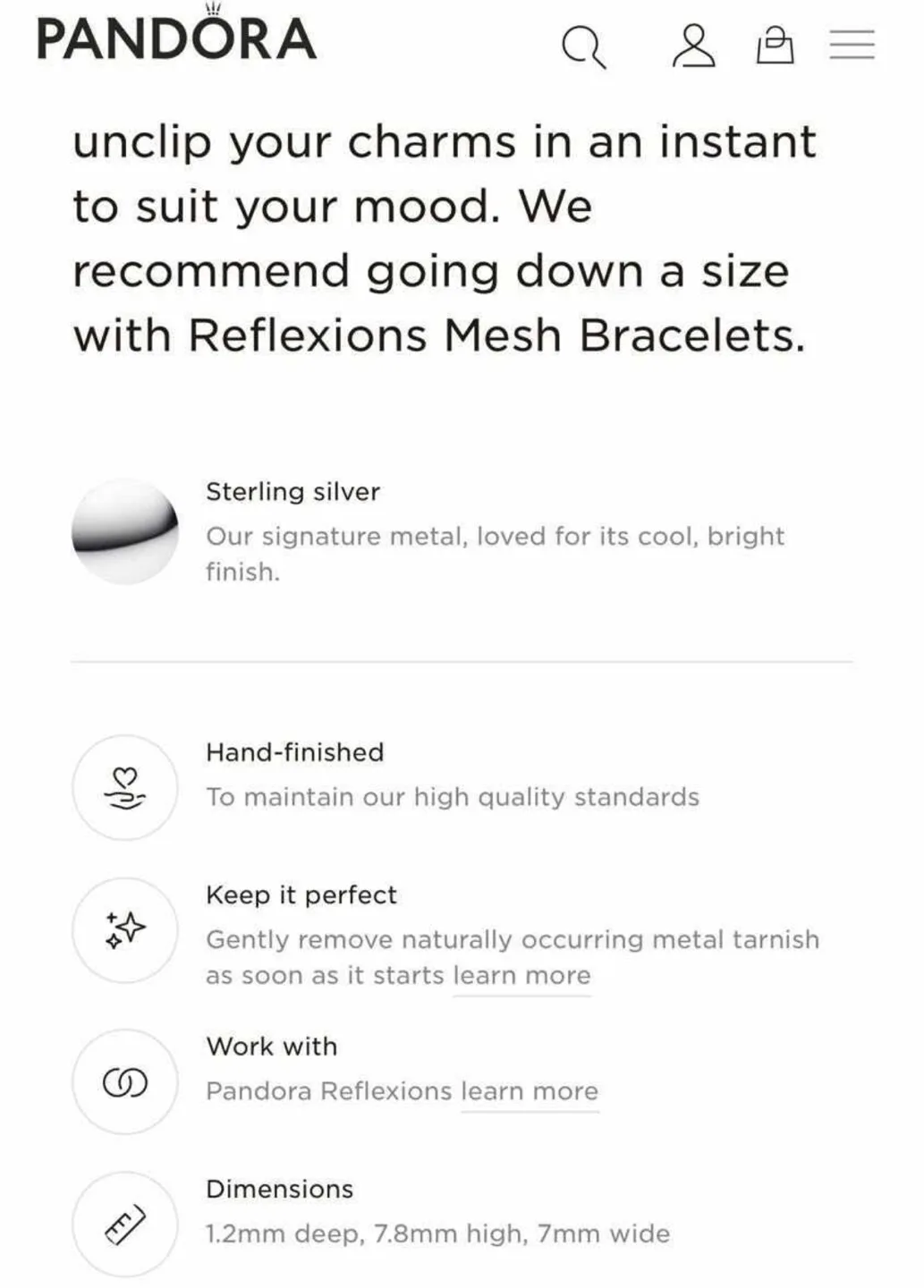 Silver Pandora Bracelet Mesh Link image indicator(5)