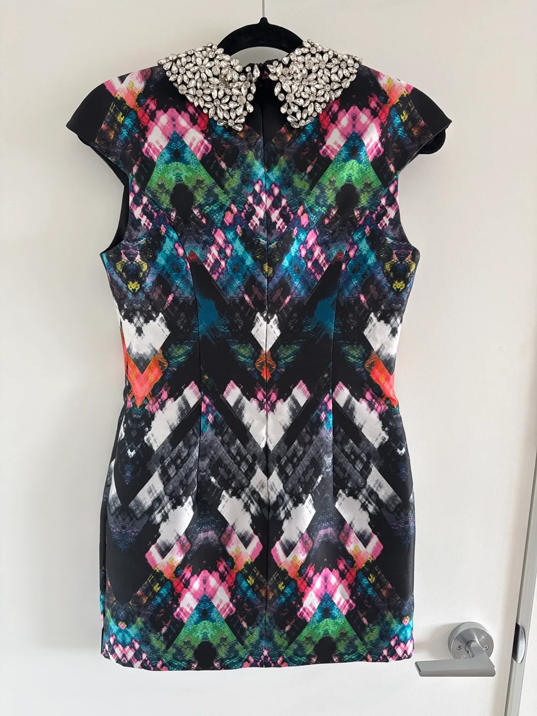 Maslavi Jewel-Neck Mini Dress, Size 4 image indicator(2)