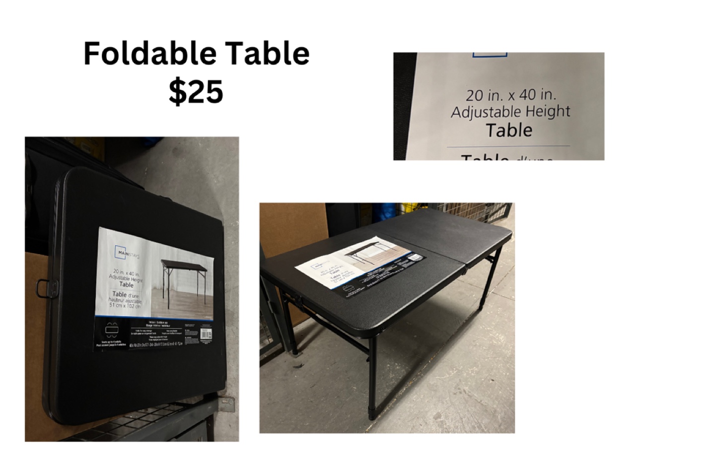 Foldable Table - Adjustable Height