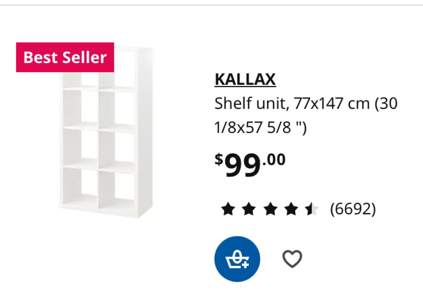 IKEA Kallax 8 Cube Shelving Unit - White - photo 3