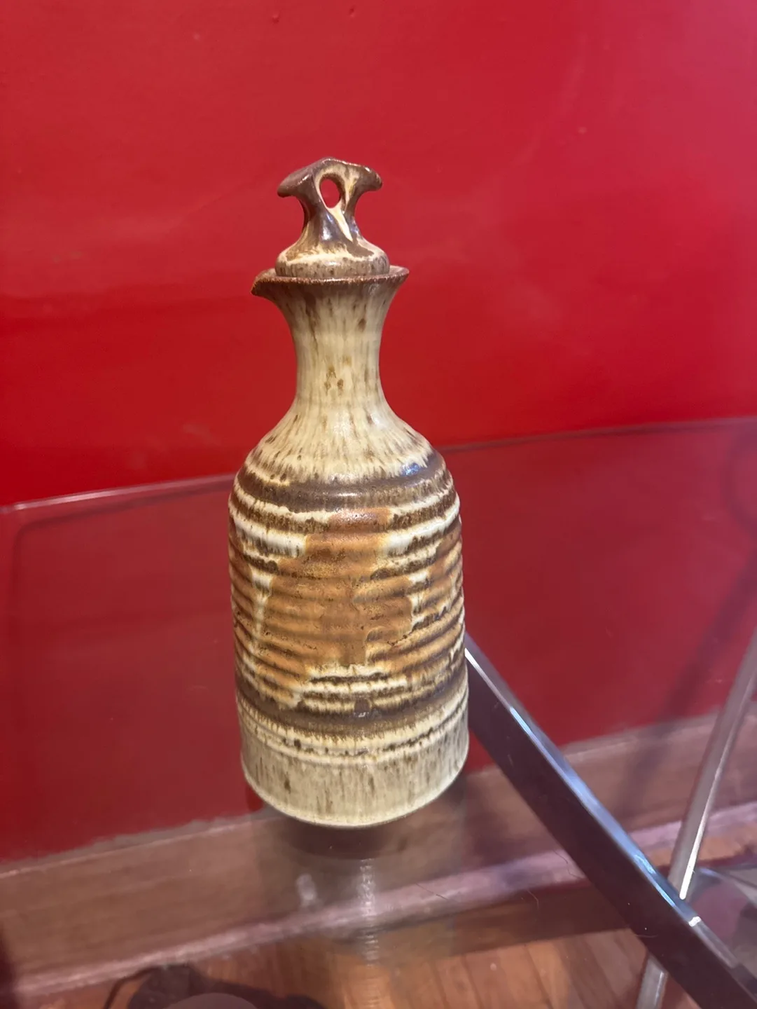 Vintage Brown and Beige Ceramic Oil Dispenser thumbnail