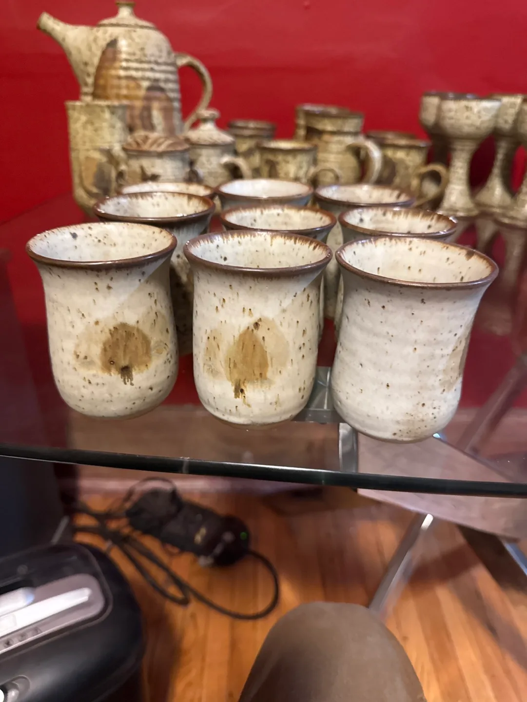 Vintage Pottery water Cups - Set of 9 thumbnail