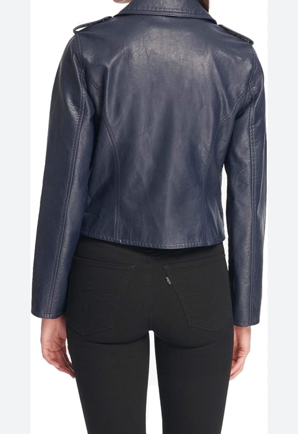 Levi’s Navy Blue Faux Leather Moto Jacket - photo 3