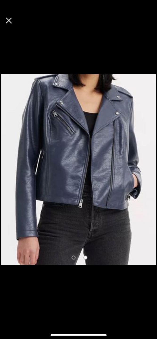 Levi’s Navy Blue Faux Leather Moto Jacket - photo 2