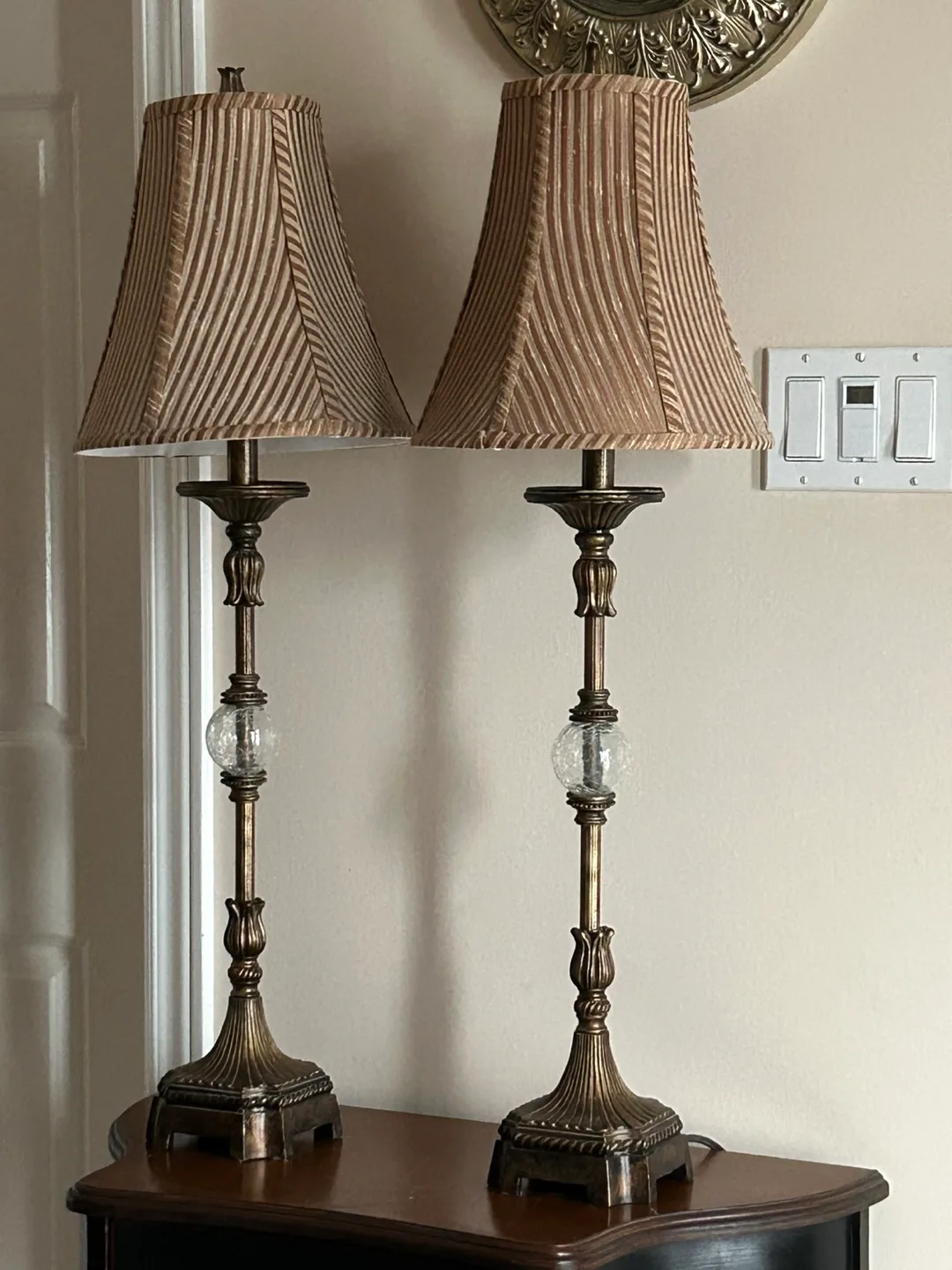 Pair of Elegant Table Lamps with Crackled Glass Accents image indicator(2)