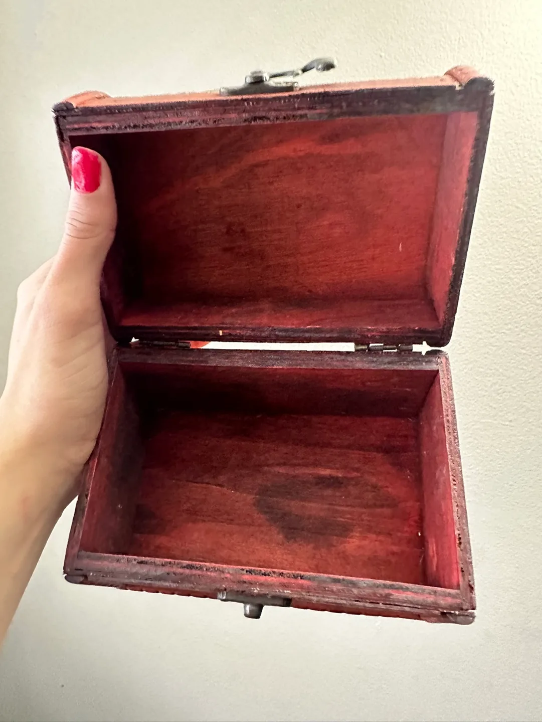 Vintage Wooden Treasure Chest Trinket Box image indicator(2)