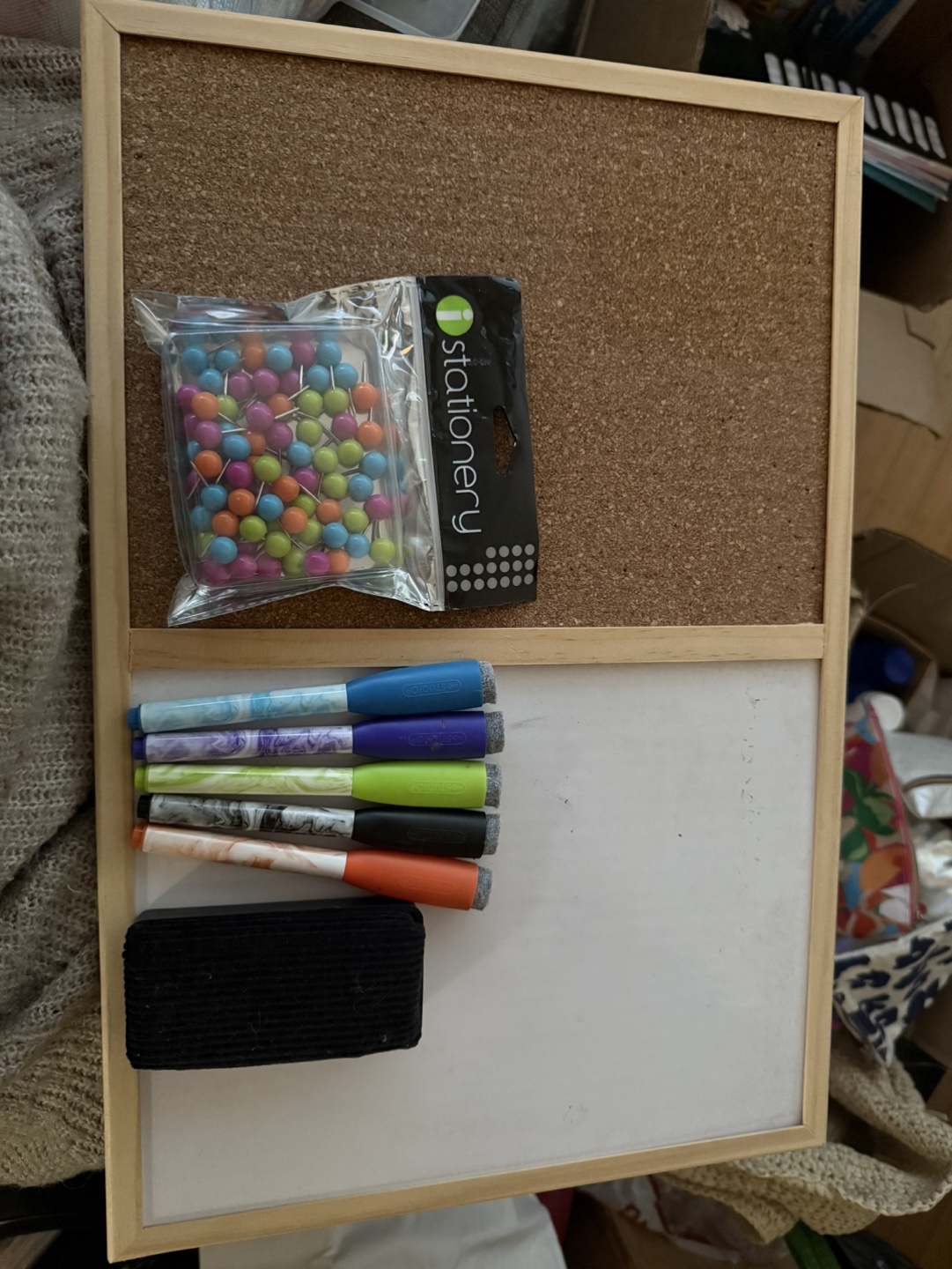 Corkboard and whiteboard combo with accessories - photo 2