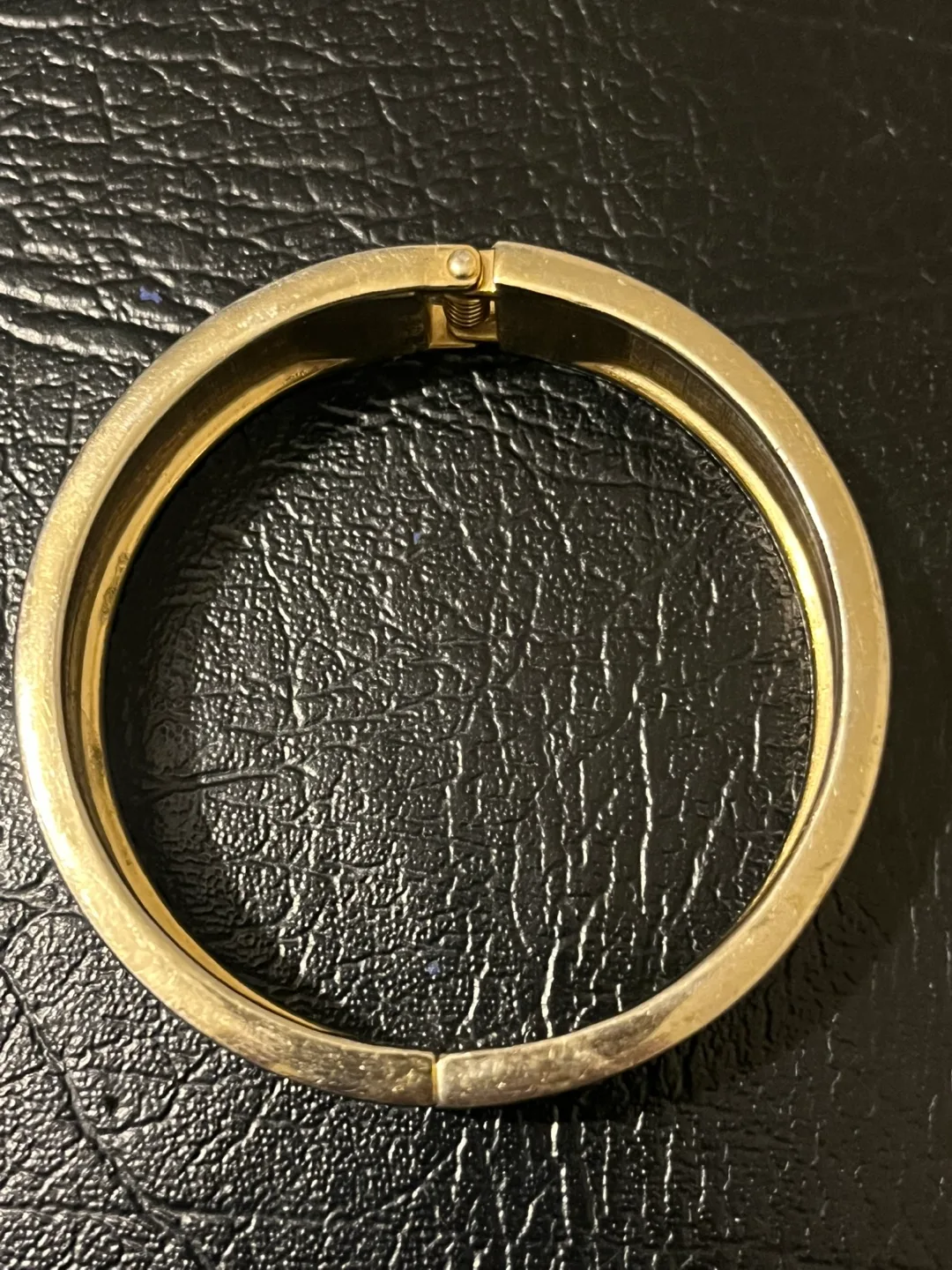 Navy Blue and Gold Hinged Bracelet GOLD METAL TRIM image indicator(2)