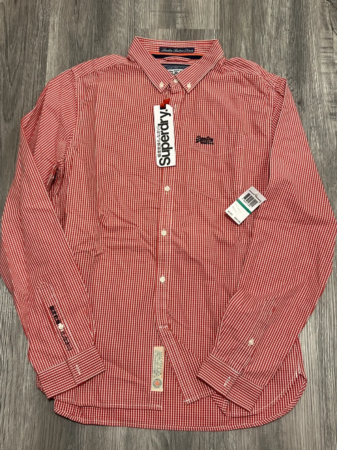 Superdry Men's Red Gingham Long Sleeve Button Down Shirt thumbnail