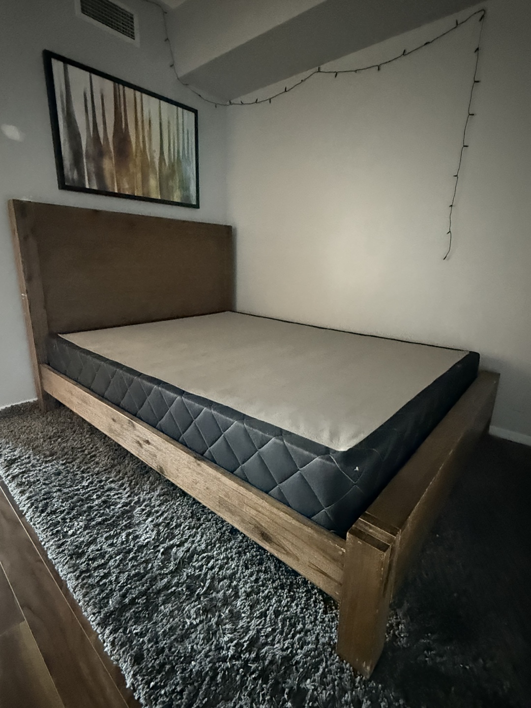 Queen Wood Bed Frame with Box Spring