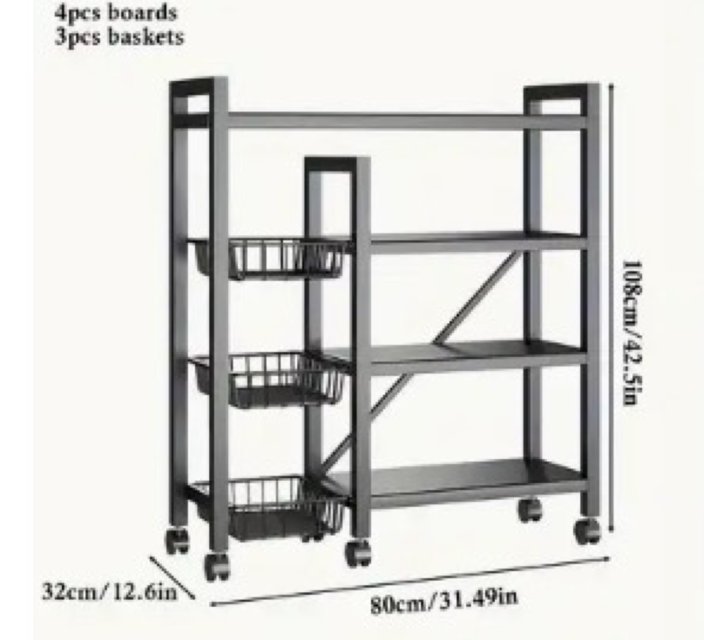 Black Metal Kitchen Storage Rack with Baskets - photo 2