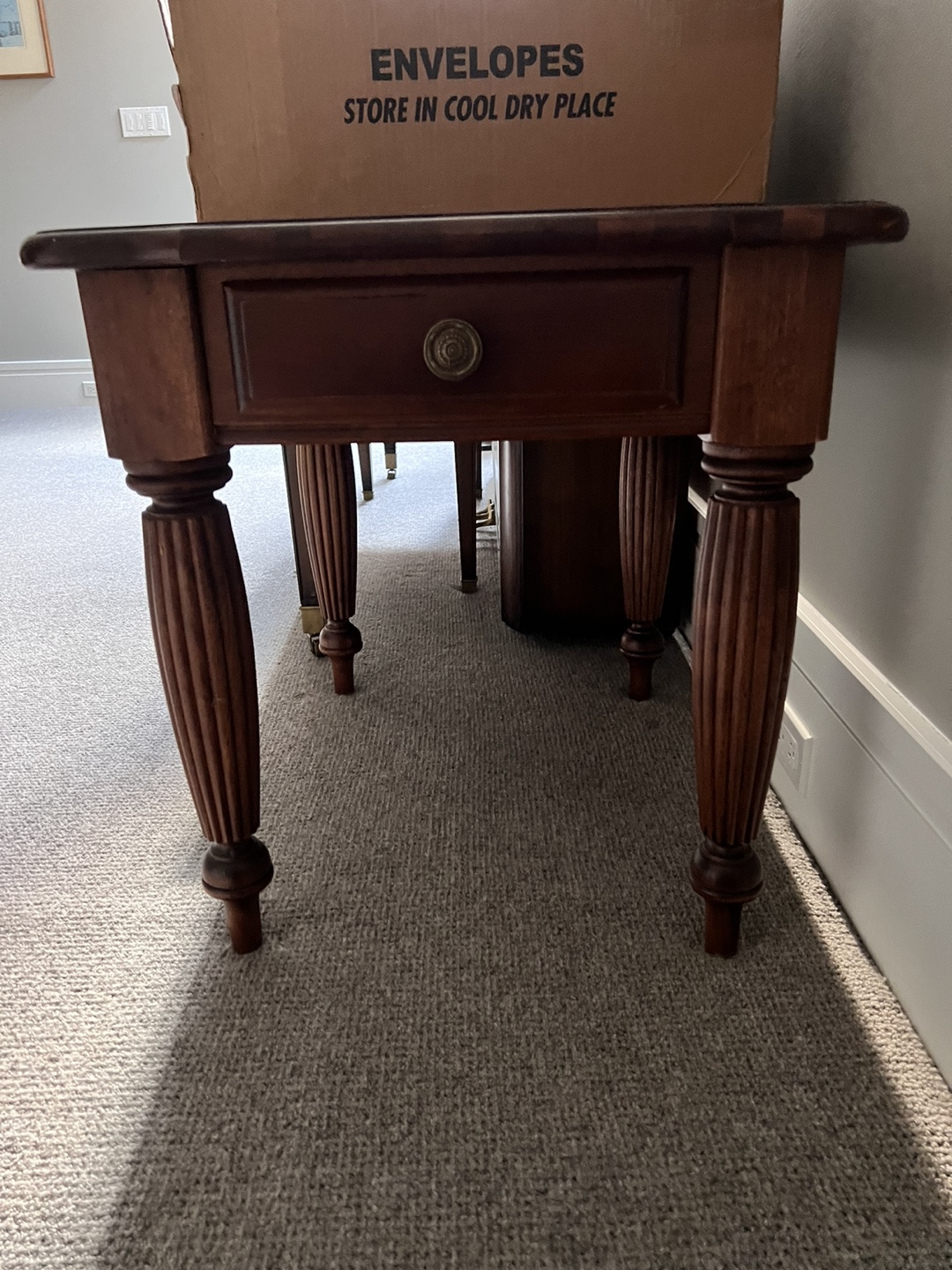 Dark Wood End Table with Drawer - photo 4