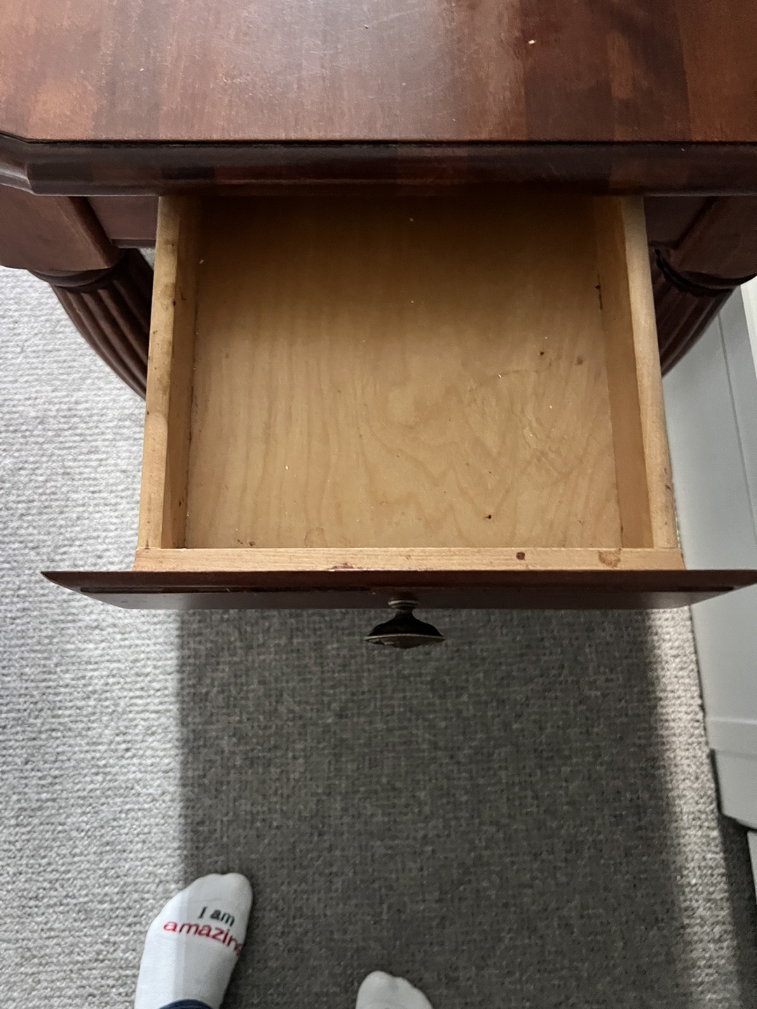 Dark Wood End Table with Drawer - photo 5