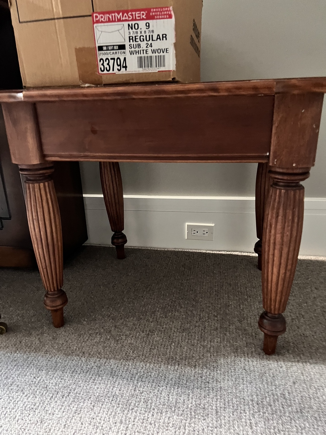 Dark Wood End Table with Drawer - photo 3