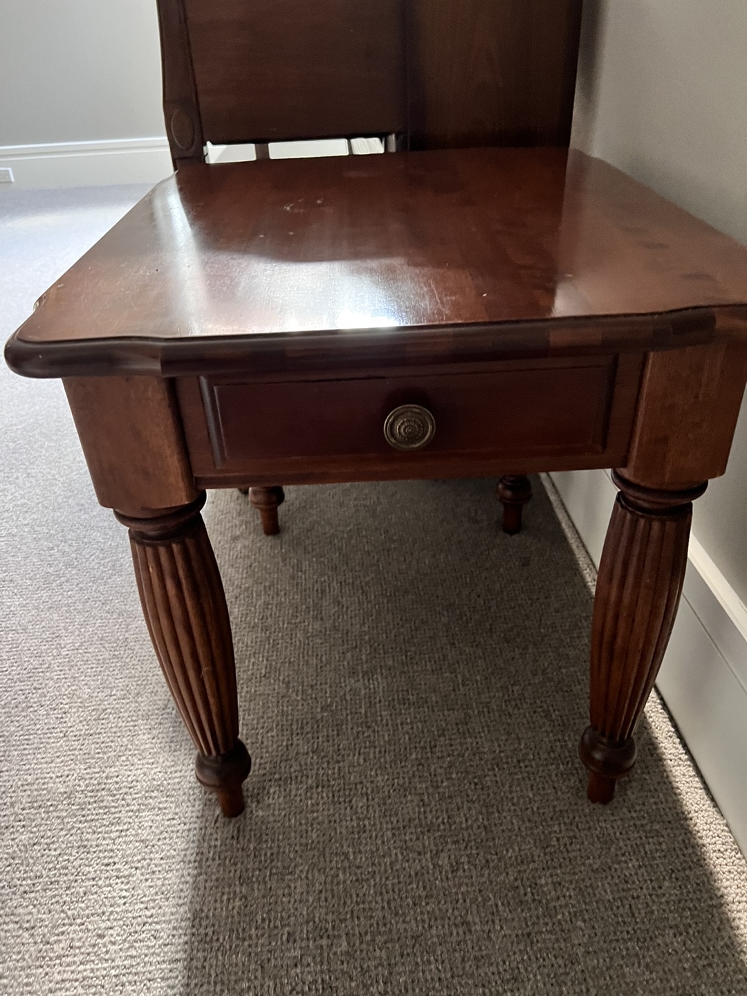 Dark Wood End Table with Drawer
