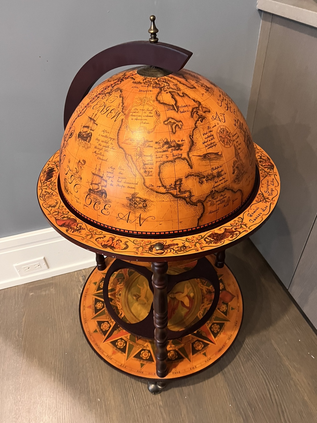 Antique Globe Bar Cart