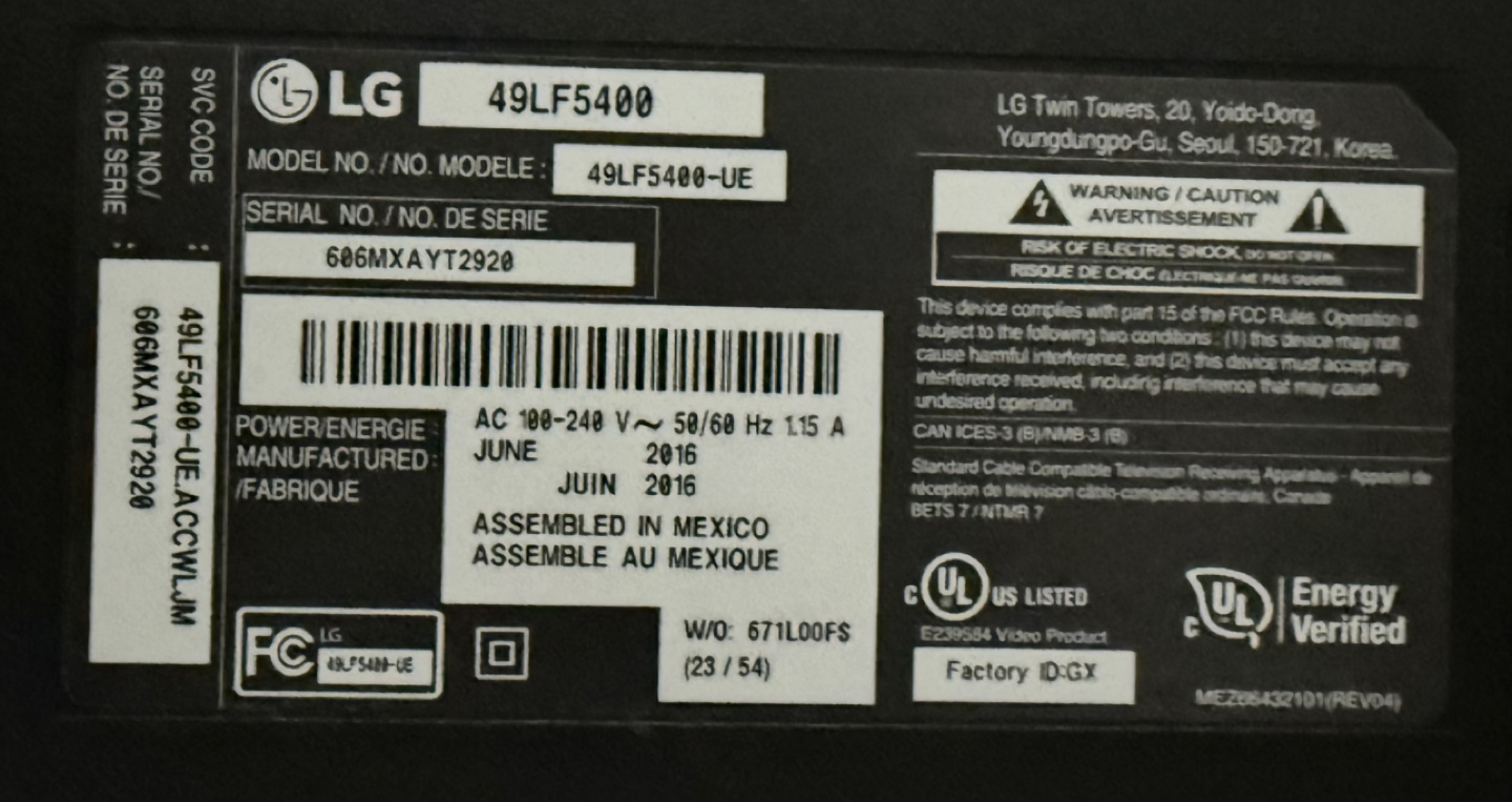 LG 49LF5400 49-inch LED TV - photo 2