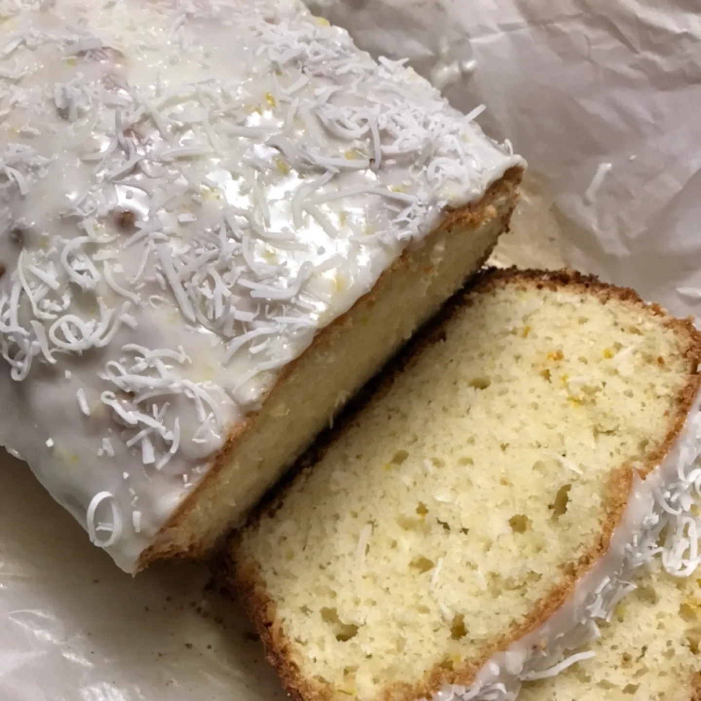 Coconut-Lemon Loaf with Coconut Lemon Glaze - Home Baked thumbnail