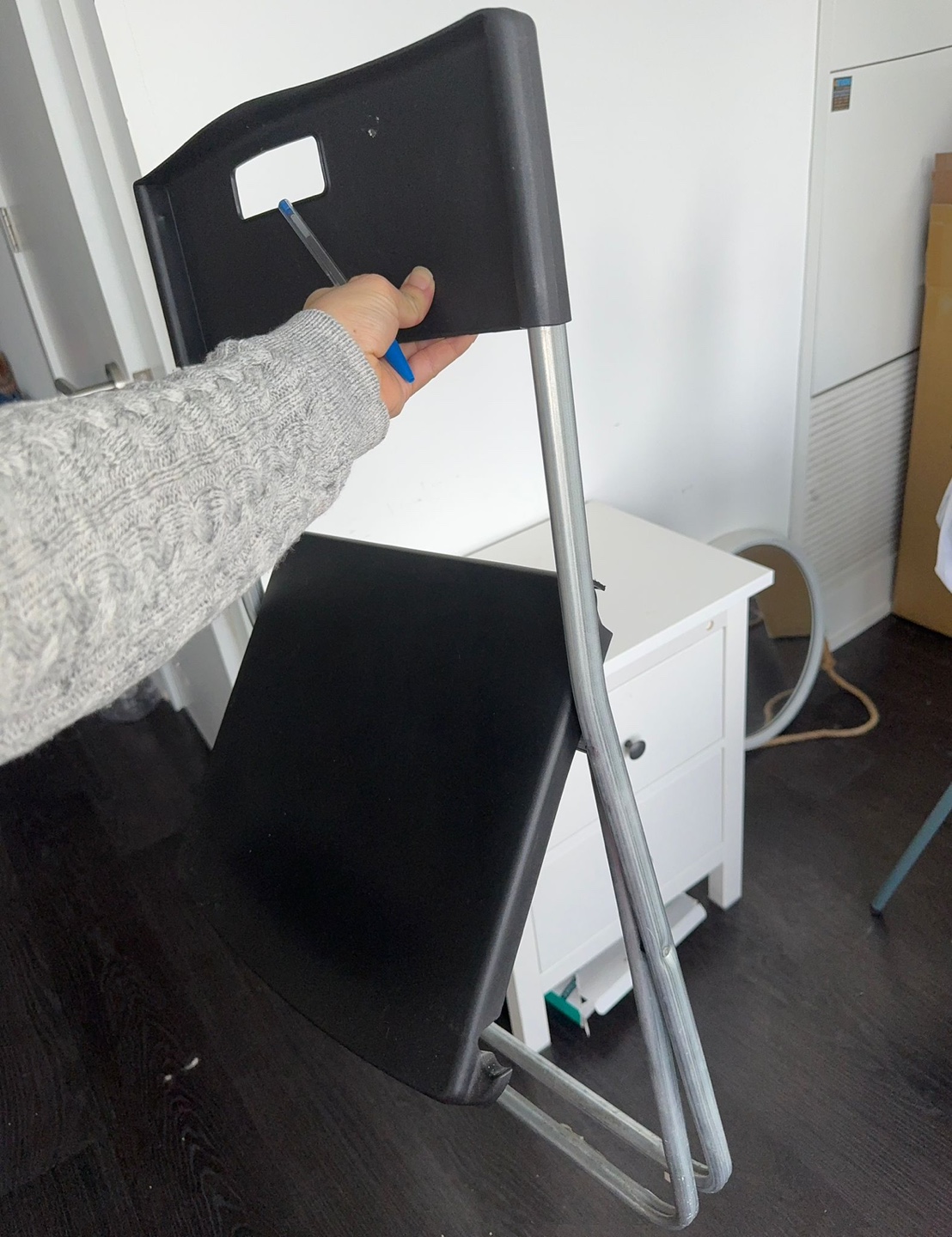 2 IKEA Black Folding Chairs - photo 3