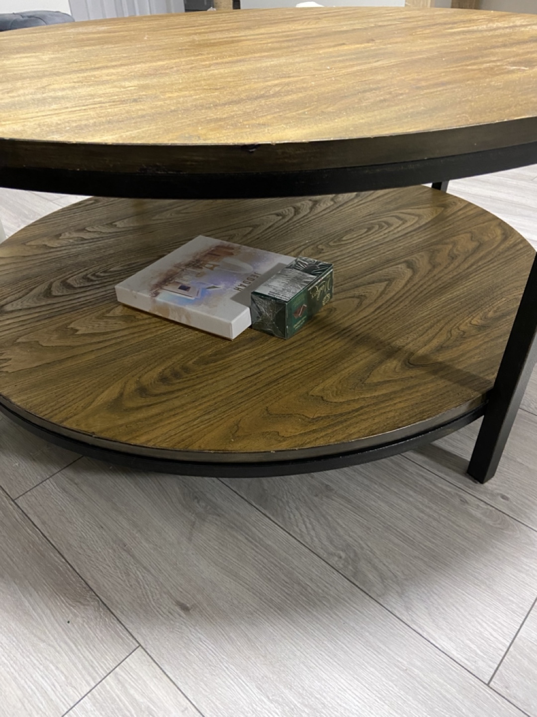 Round Coffee Table with Storage Shelf - photo 3