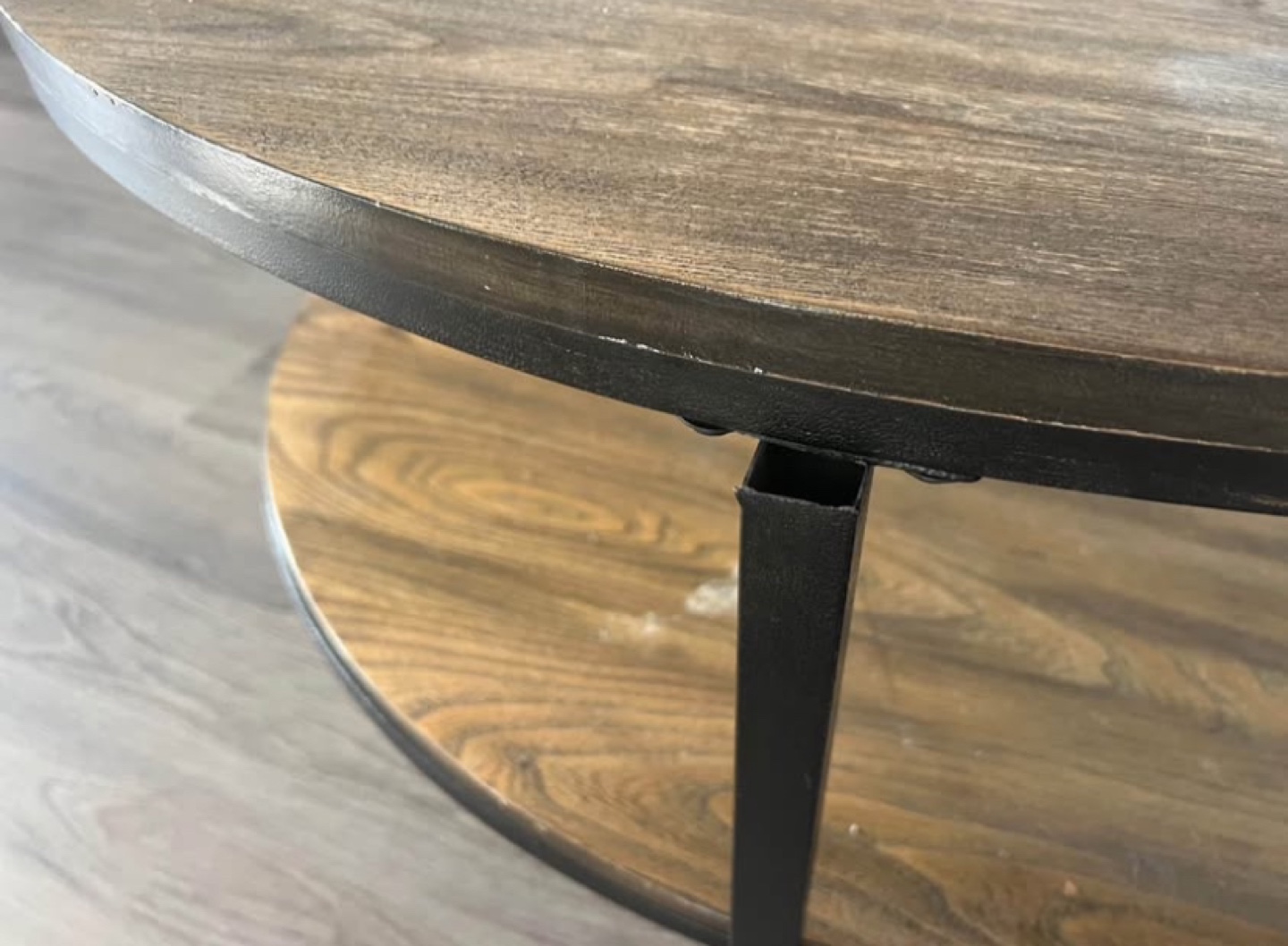 Round Coffee Table with Storage Shelf - photo 4