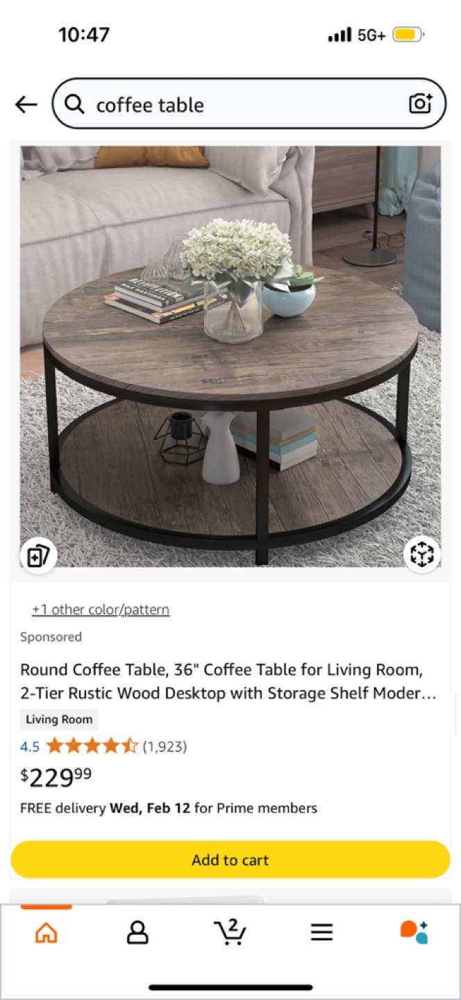 Round Coffee Table with Storage Shelf