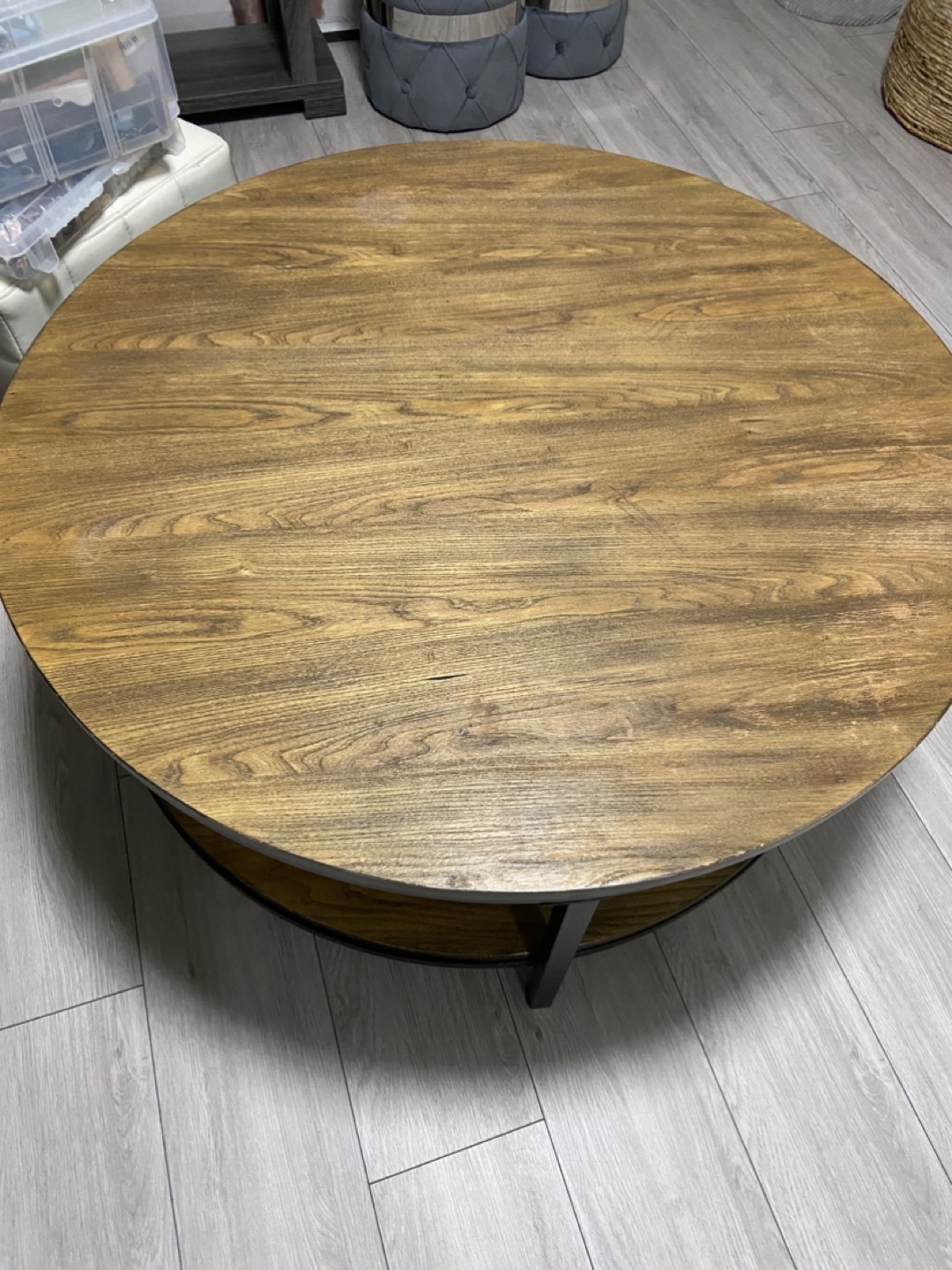 Round Coffee Table with Storage Shelf - photo 2