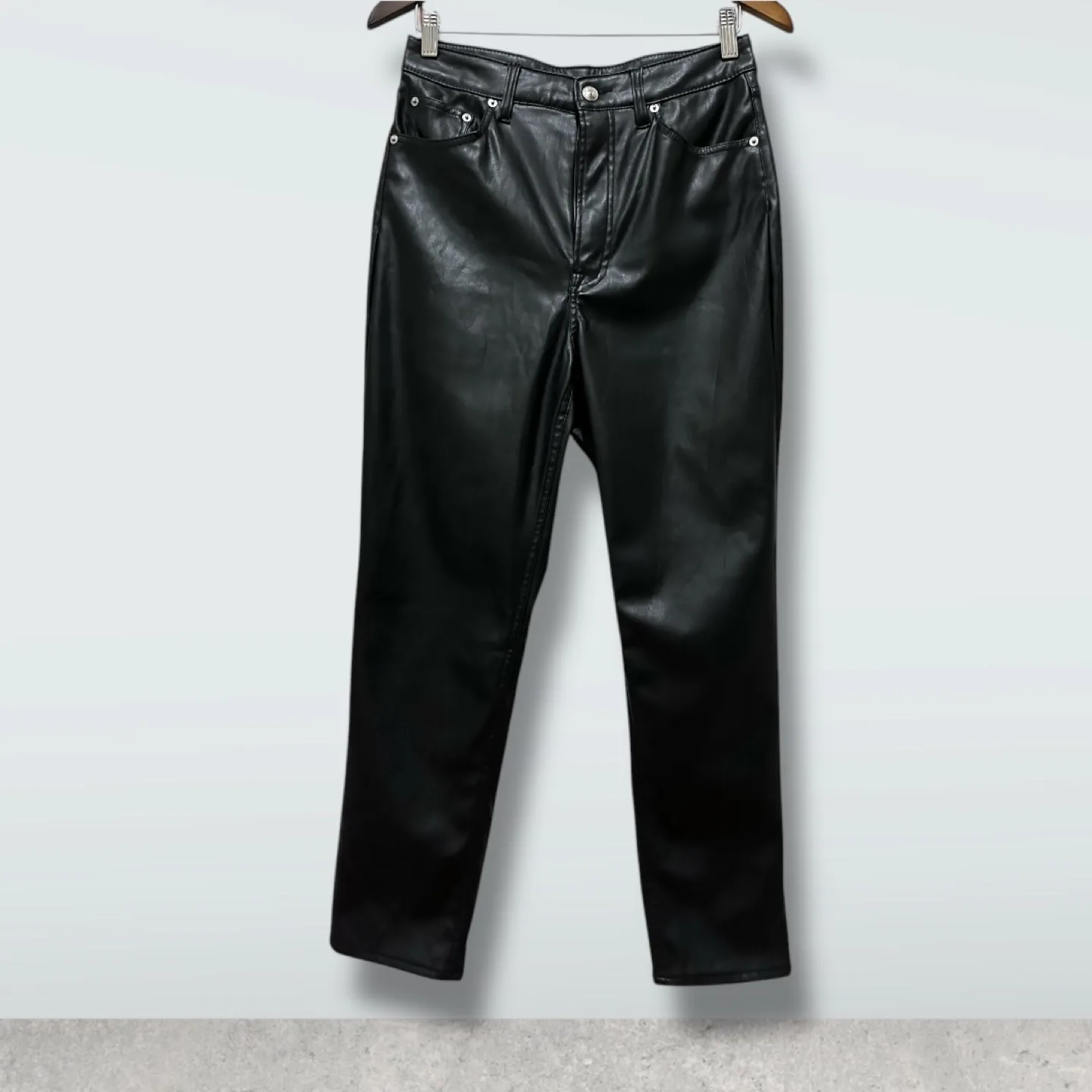 Like New | H&M Divided Black Faux Leather Pants (Sz 8) image indicator(2)