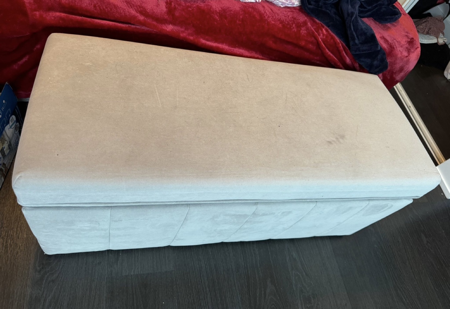 Grey Velvet Storage Ottoman/Bench