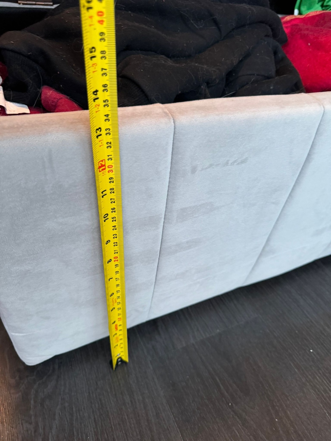 Grey Velvet Storage Ottoman/Bench - photo 2