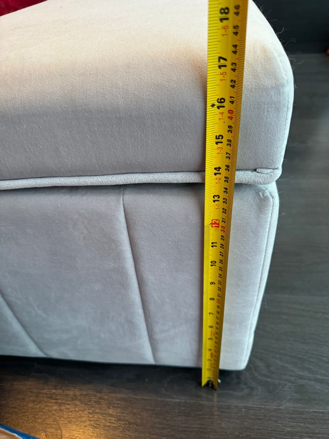 Grey Velvet Storage Ottoman/Bench - photo 3