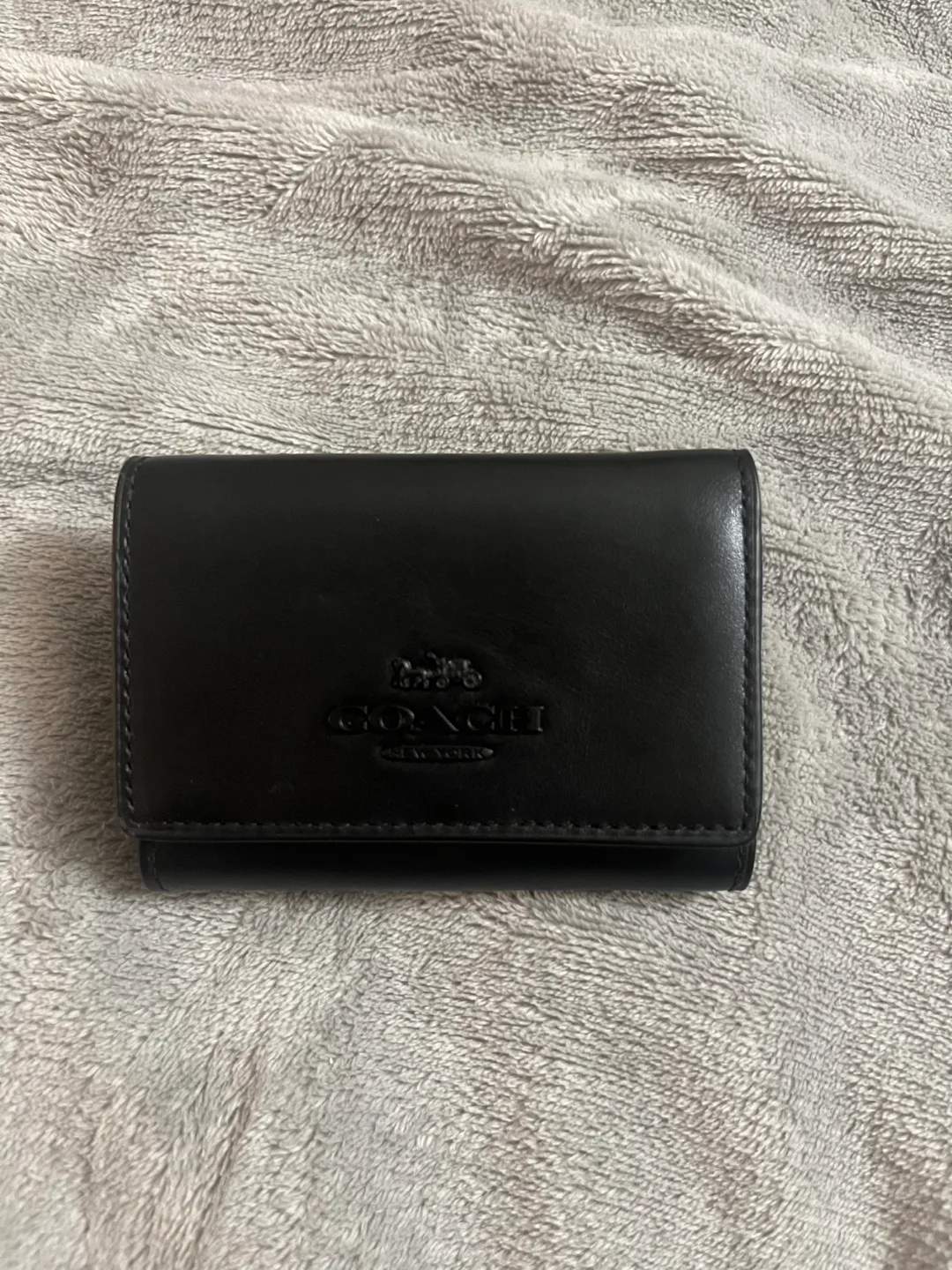 Coach Black Leather Trifold Wallet thumbnail