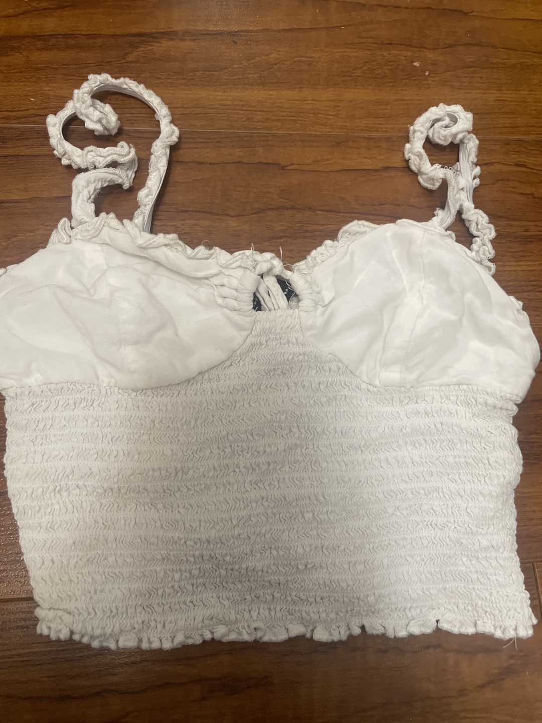 Forever 21 White Smocked Crop Top